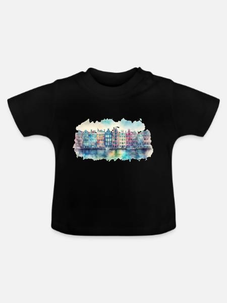 Stadt - Baby Bio-T-Shirt mit Rundhals - Schwarz