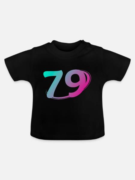 Nummer 79 mehrfarbig - Baby Bio-T-Shirt mit Rundhals - Schwarz