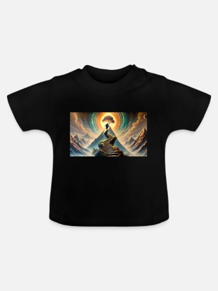 Der Weg nach oben - Baby Bio-T-Shirt mit Rundhals - Schwarz