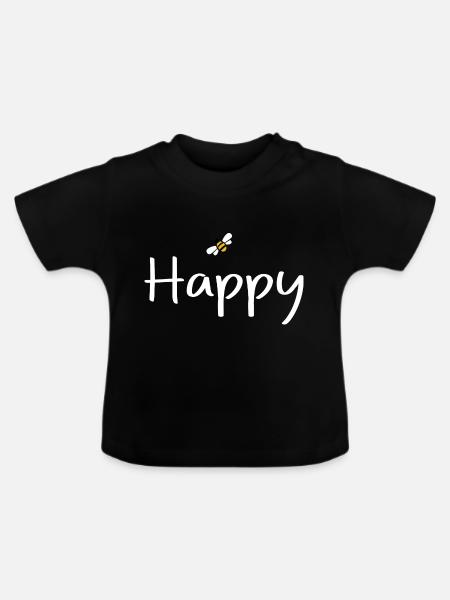 be Happy - Baby Bio-T-Shirt mit Rundhals - Schwarz