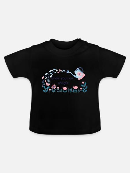MAGIC GARDEN ohne Hintergrund - Baby Bio-T-Shirt mit Rundhals - Schwarz