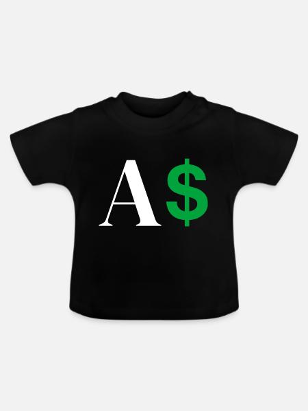 Dollar-Buchstabe - Baby Bio-T-Shirt mit Rundhals - Schwarz
