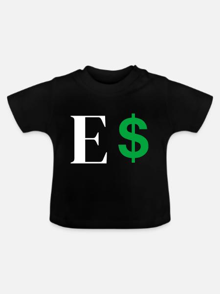 Buchstabe E Dollar - Baby Bio-T-Shirt mit Rundhals - Schwarz
