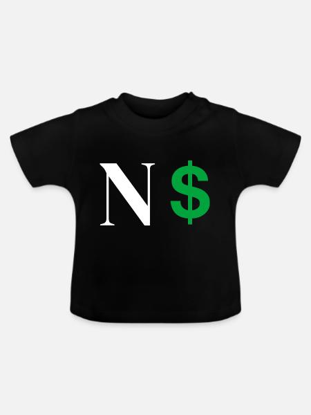 Buchstabe n Dollar - Baby Bio-T-Shirt mit Rundhals - Schwarz