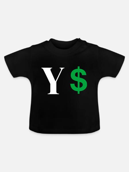 Buchstabe y Dollar - Baby Bio-T-Shirt mit Rundhals - Schwarz