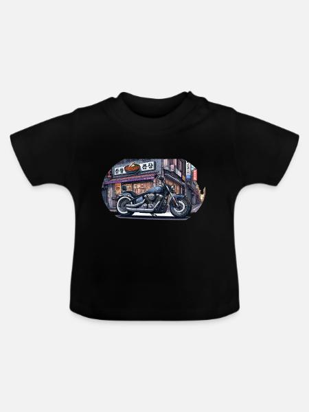 鉄鬼 Tekki Chopper - Baby Bio-T-Shirt mit Rundhals - Schwarz