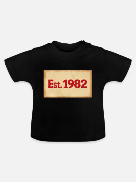 Est. 1982 - Baby Bio-T-Shirt mit Rundhals - Schwarz