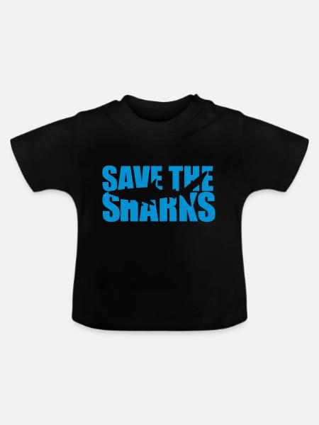 save-the-sharks - Baby Bio-T-Shirt mit Rundhals - Schwarz