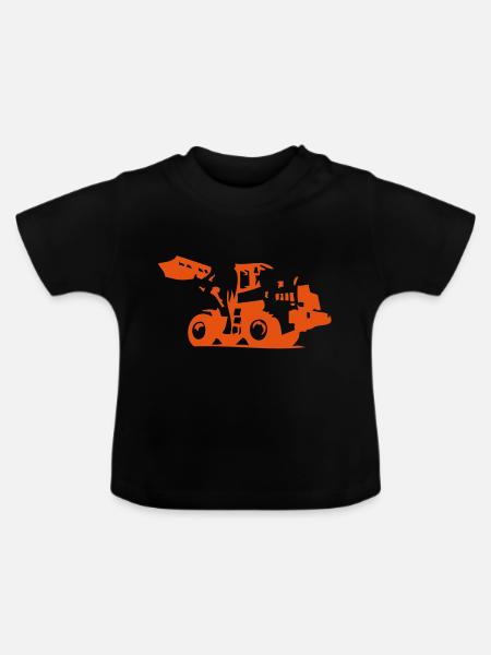 bulldozer_3 - Baby Bio-T-Shirt mit Rundhals - Schwarz