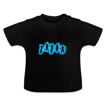 Children's Party Light Blue and Black Outline - Baby Organic T-Shirt with Round Neck - black - Front