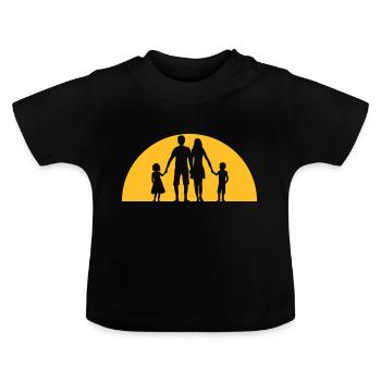 abend ferien sonne familie urlaub 2 kinder geschwi - Baby Bio-T-Shirt mit Rundhals - Schwarz - Vorne