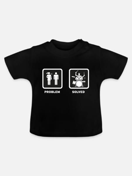 Drummer: Problem -Solved - Baby Bio-T-Shirt mit Rundhals - Schwarz