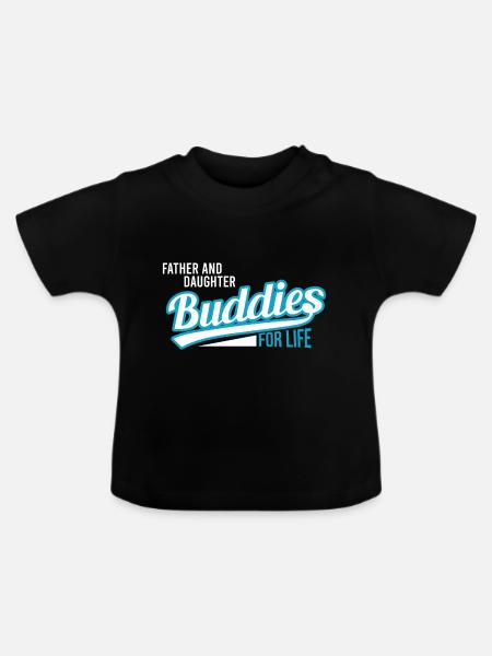 Vater und Tochter - Baby Bio-T-Shirt mit Rundhals - Schwarz