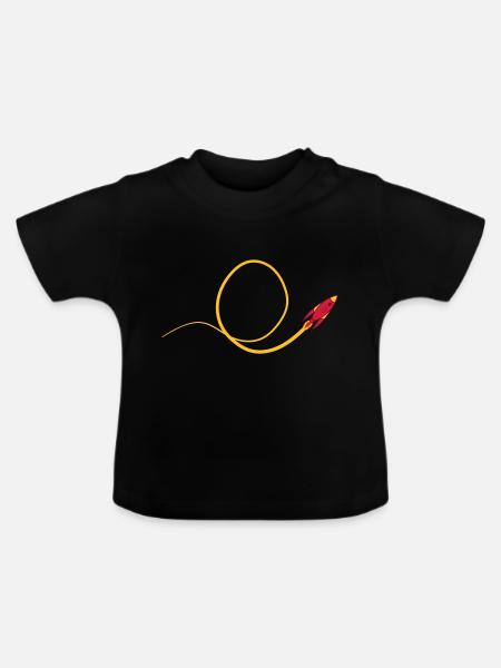 Looping fliegende Rakete - Baby Bio-T-Shirt mit Rundhals - Schwarz