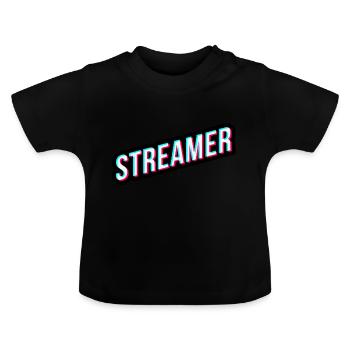Conception de streamer dans l’effet 3D glitch de style tik tok - T-shirt bio col rond Bébé - noir - Devant