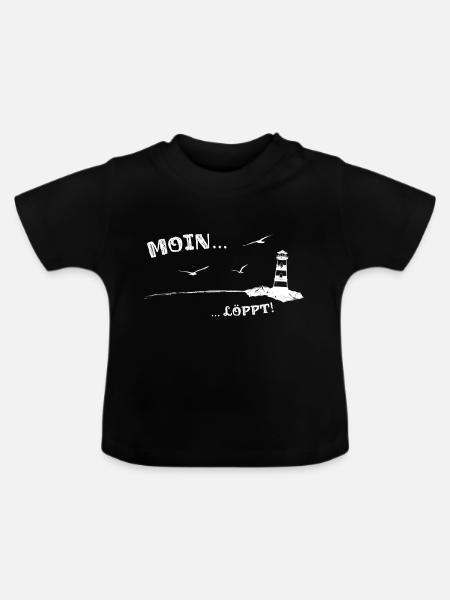 Moin löppt Geschenk Spruch - Baby Bio-T-Shirt mit Rundhals - Schwarz