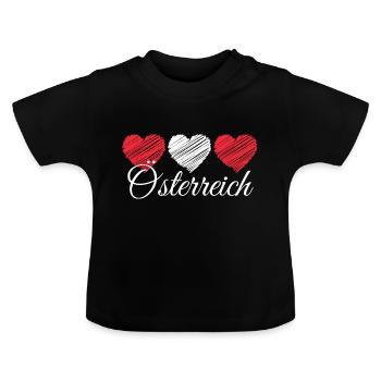 Fanartikel Österreich Euro Nationalmannschaft - Baby Bio-T-Shirt mit Rundhals - Schwarz - Vorne