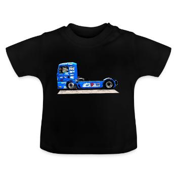 camion de course - T-shirt bio col rond Bébé - noir - Devant