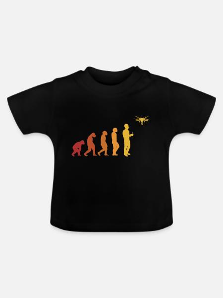 Evolution Drohne Drohnenpilot Evolution - Baby Bio-T-Shirt mit Rundhals - Schwarz