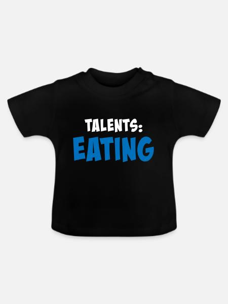 Talents: eating - Baby Bio-T-Shirt mit Rundhals - Schwarz