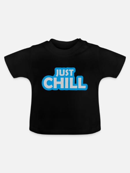 Logo Just Chill Relaxen - Baby Bio-T-Shirt mit Rundhals - Schwarz
