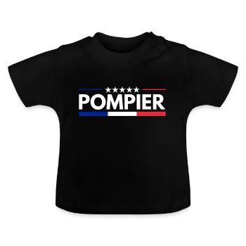 Pompier français Bleu Blanc Rouge - T-shirt bio col rond Bébé - noir - Devant