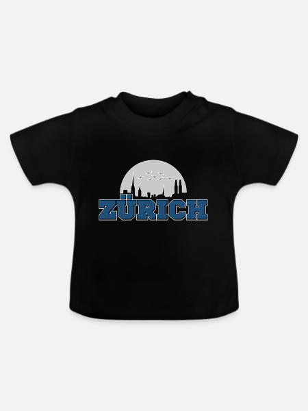 Zürich - Baby Bio-T-Shirt mit Rundhals - Schwarz
