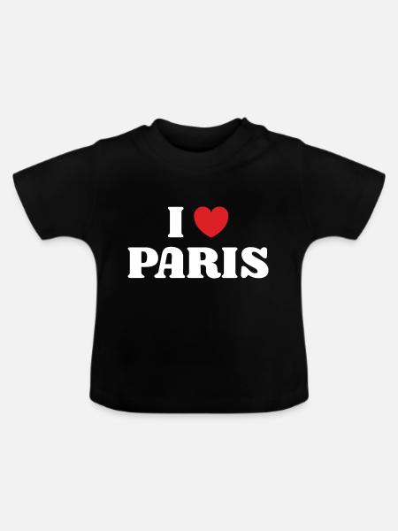 Ich liebe Paris - Baby Bio-T-Shirt mit Rundhals - Schwarz
