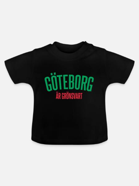 Göteborg ist grünlich-schwarz - Baby Bio-T-Shirt mit Rundhals - Schwarz