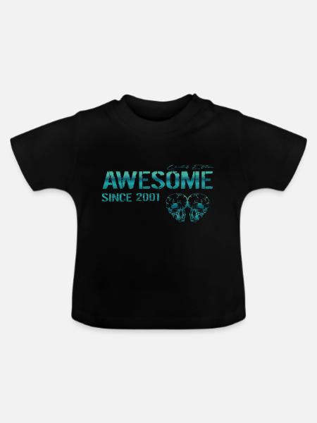 Awesome since 2001 Geschenk - Baby Bio-T-Shirt mit Rundhals - Schwarz