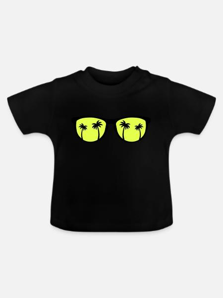 Sunglasses Palms - Baby Bio-T-Shirt mit Rundhals - Schwarz
