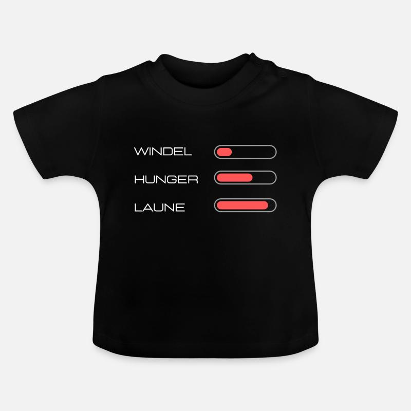 Windel - Laune - Hunger - Geschenkidee, Geschenk - Baby Bio-T-Shirt mit Rundhals - Schwarz