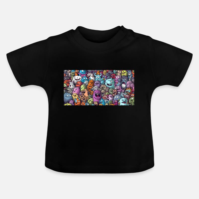 Monsters - Baby Bio-T-Shirt mit Rundhals - Schwarz