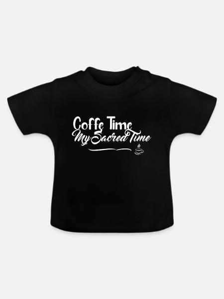 Kaffeezeit - Cooles Design - Baby Bio-T-Shirt mit Rundhals - Schwarz