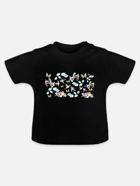 Wildblumen-Geschenkidee - Baby Bio-T-Shirt mit Rundhals - Schwarz