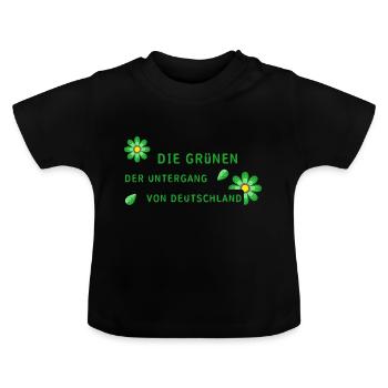 Deutschland die Grünen grün - Baby Bio-T-Shirt mit Rundhals - Schwarz - Vorne