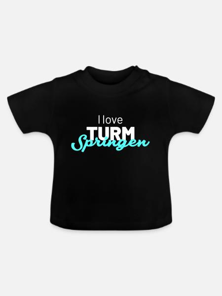 i love turmspringen - Baby Bio-T-Shirt mit Rundhals - Schwarz