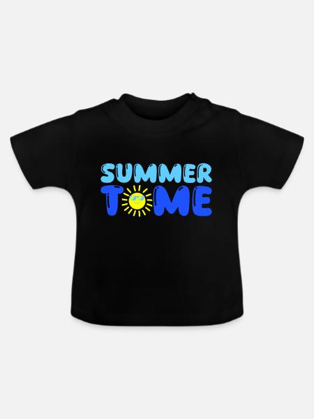 summer time - Baby Bio-T-Shirt mit Rundhals - Schwarz