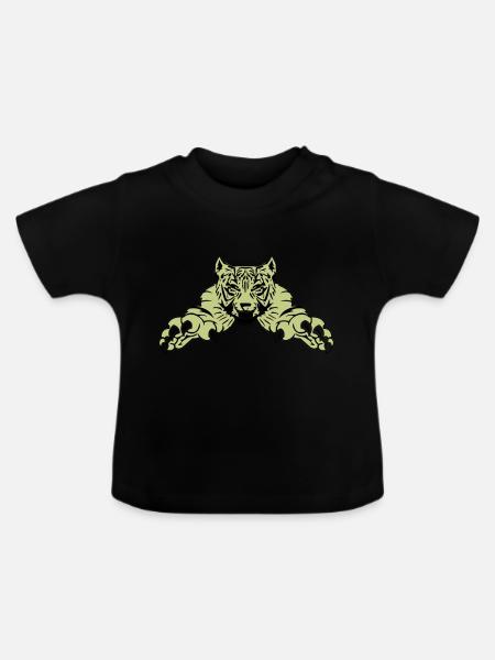 tiger attack - Baby Bio-T-Shirt mit Rundhals - Schwarz