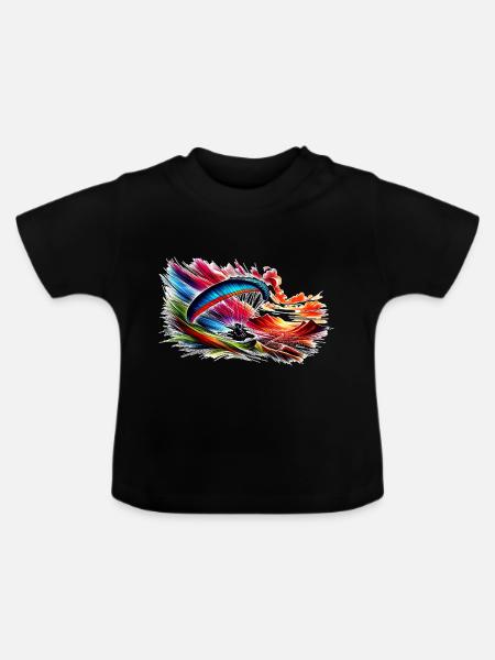 Paragleiter - Baby Bio-T-Shirt mit Rundhals - Schwarz