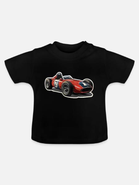 Oldtimer-Rennwagen - Baby Bio-T-Shirt mit Rundhals - Schwarz