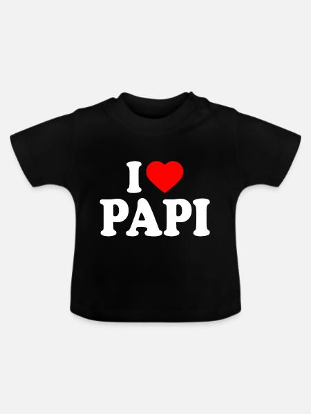 I love papi - Baby Bio-T-Shirt mit Rundhals - Schwarz