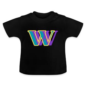 Mehrfarbiger Buchstabe w - Baby Bio-T-Shirt mit Rundhals - Schwarz - Vorne