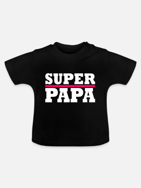 Super papa - Baby Bio-T-Shirt mit Rundhals - Schwarz