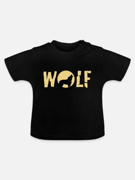 wolf_092011_c_2c - Baby Bio-T-Shirt mit Rundhals - Schwarz