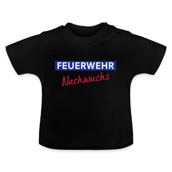 Feuerwehr Nachwuchs - Baby Bio-T-Shirt mit Rundhals - Schwarz - Vorne
