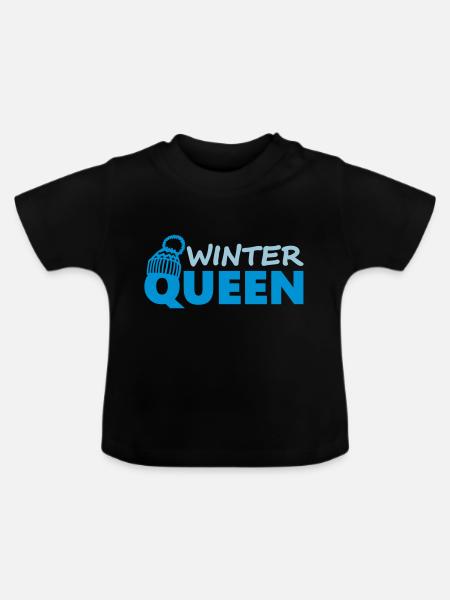 Winter Queen (Schriftzug) - Baby Bio-T-Shirt mit Rundhals - Schwarz