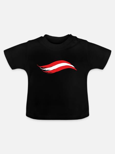 AUSTRIA NATIONALFLAGGE - Baby Bio-T-Shirt mit Rundhals - Schwarz