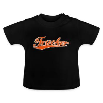 camionneur camion camion driver camion autocollant - T-shirt bio col rond Bébé - noir - Devant