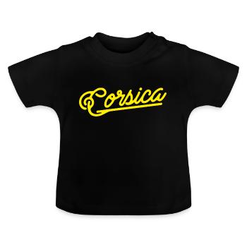 Corsica - écriture élégante - Corse île de Beauté - T-shirt bio col rond Bébé - noir - Devant